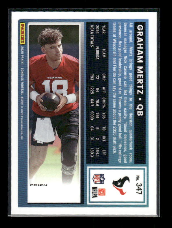 Graham Mertz - 2025 Donruss Football - Optic Preview Red Pandora - Rated Rookie