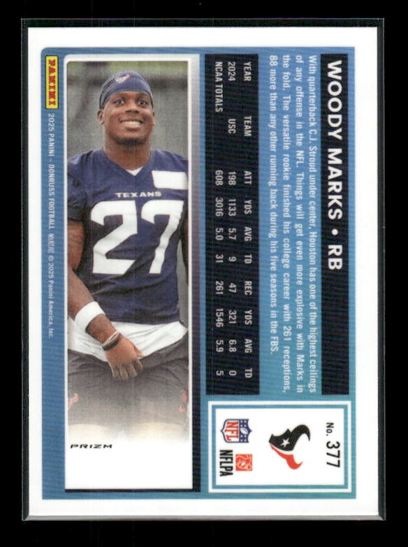 Woody Marks - 2025 Donruss Football - Optic Preview Red Pandora - Rated Rookie