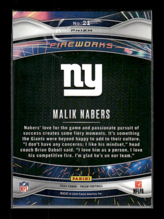 Malik Nabers - 2024 Panini Prizm - Green Wave Fireworks - Rookie