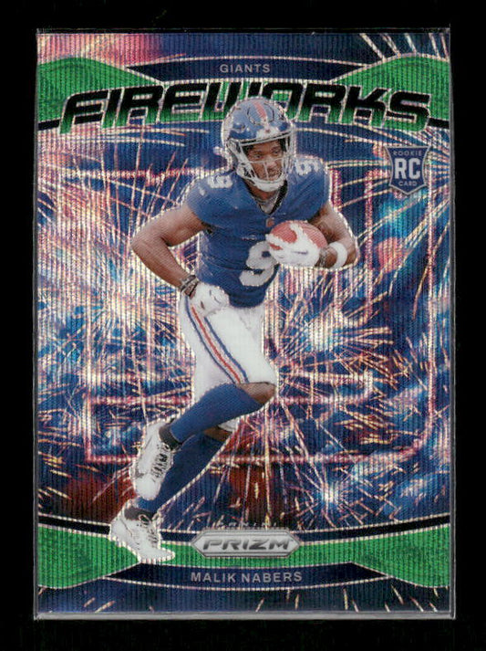 Malik Nabers - 2024 Panini Prizm - Green Wave Fireworks - Rookie