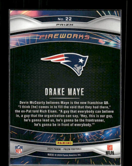 Drake Maye - 2024 Panini Prizm - Green Wave Fireworks - Rookie