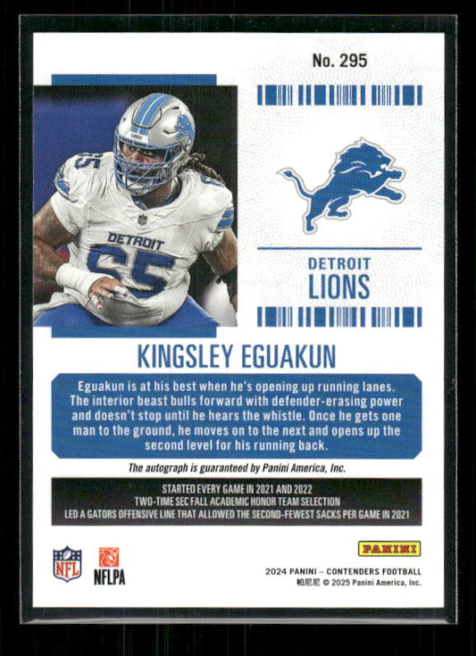 Kingsley Eguakun - 2024 Contenders Football - Rookie Ticket Auto