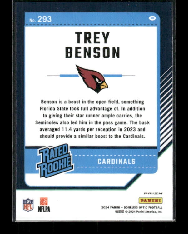 Trey Benson - 2024 Donruss Optic - Purple Scope - Rated Rookie