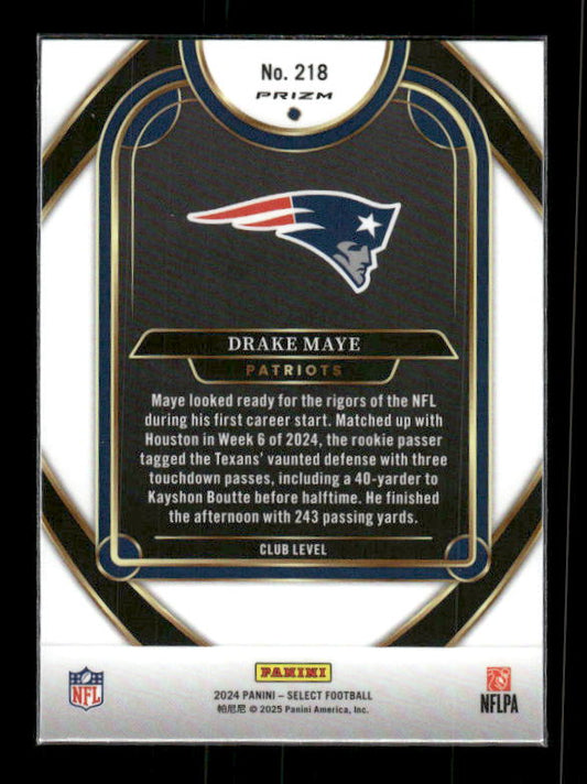 Drake Maye - 2024 Select Football - Green & Yellow Shock - Club Level - Rookie