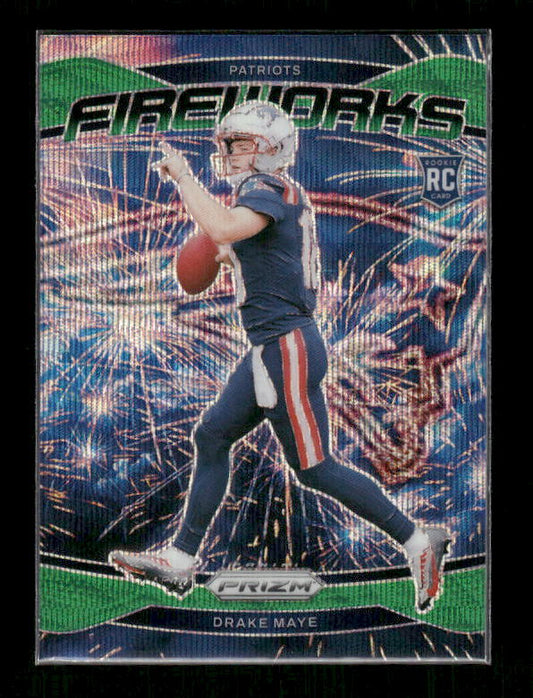Drake Maye - 2024 Panini Prizm - Green Wave Fireworks - Rookie