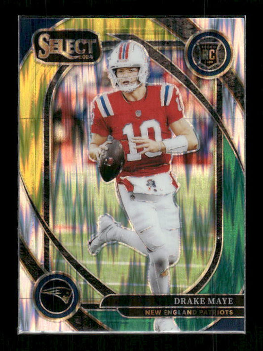 Drake Maye - 2024 Select Football - Green & Yellow Shock - Club Level - Rookie