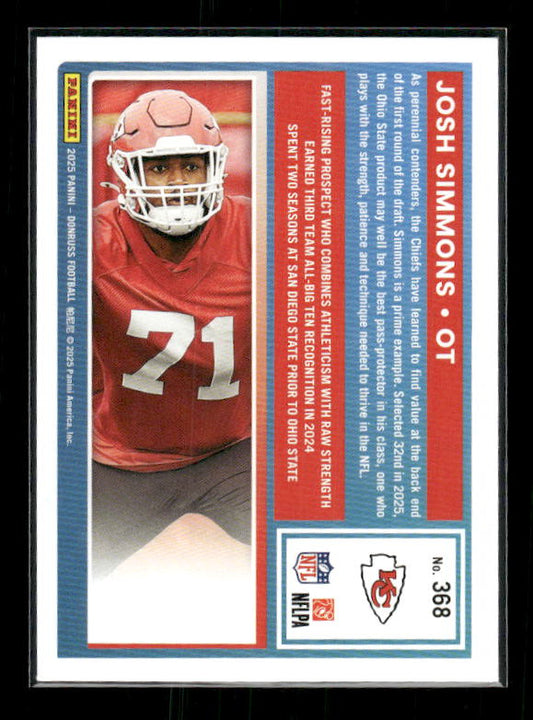 Josh Simmons - 2025 Donruss Football - Rated Rookie