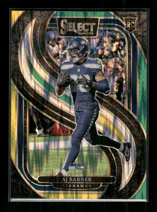 AJ Barner - 2024 Select Football - Green & Yellow Shock - Premier Level - Rookie