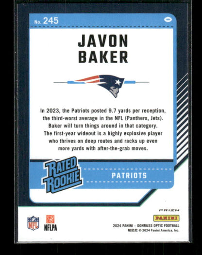 Javon Baker - 2024 Donruss Optic - Purple Scope - Rated Rookie