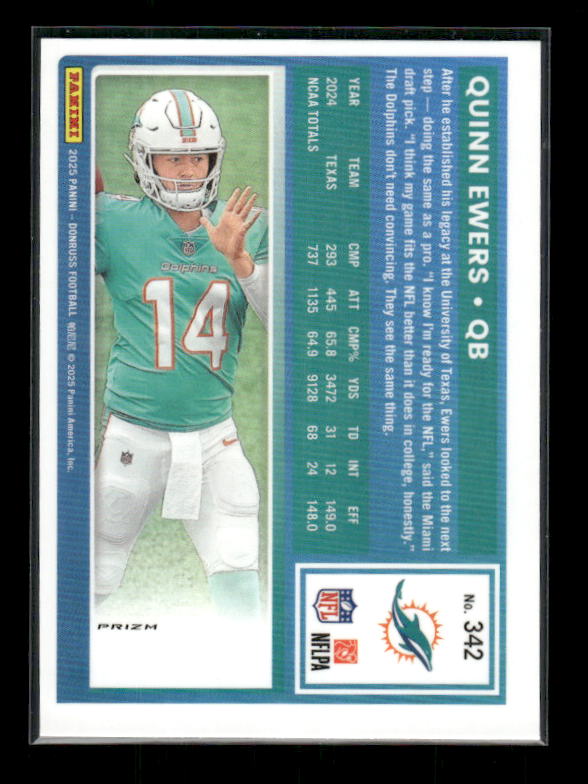 Quinn Ewers - 2025 Donruss Football - Optic Preview Red Pandora - Rated Rookie
