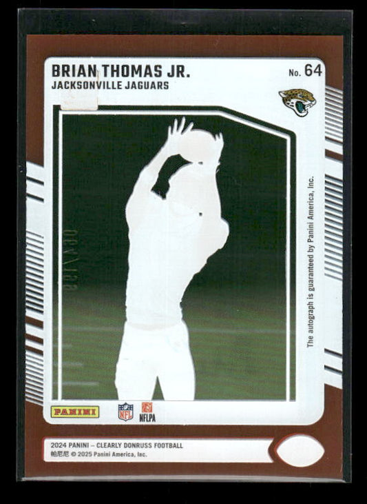 Brian Thomas Jr. - 2024 Donruss Clearly - Orange Auto /199 - Rated Rookie