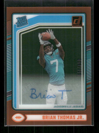 Brian Thomas Jr. - 2024 Donruss Clearly - Orange Auto /199 - Rated Rookie