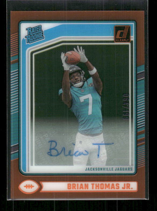 Brian Thomas Jr. - 2024 Donruss Clearly - Orange Auto /199 - Rated Rookie