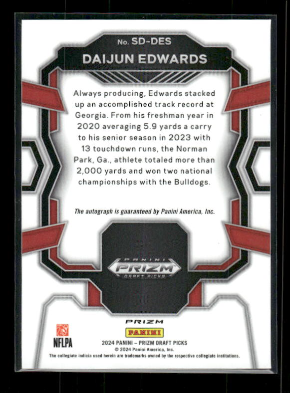 Daijun Edwards - 2024 Panini Prizm Draft Picks - Signing Day Auto - Rookie