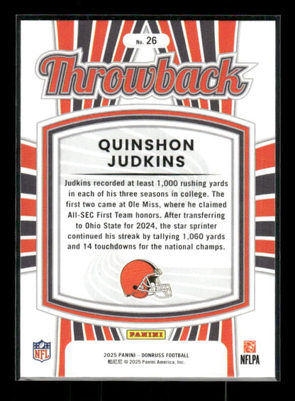 Quinshon Judkins - 2025 Donruss Football - Throwback - Rated Rookie