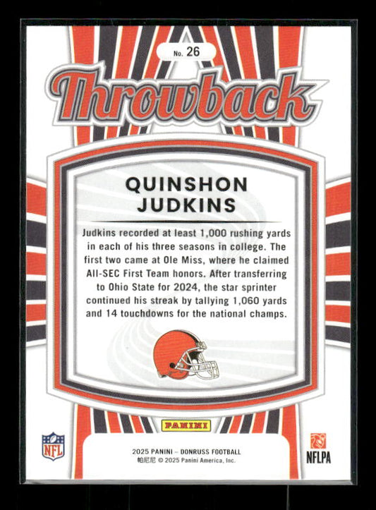 Quinshon Judkins - 2025 Donruss Football - Throwback - Rated Rookie