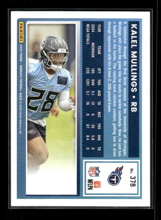 Kalel Mullings - 2025 Donruss Football - Rated Rookie