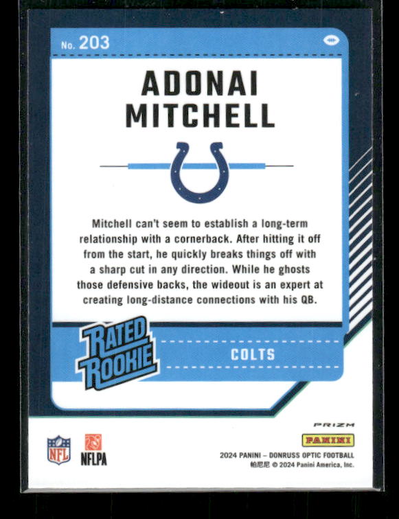 Adonai Mitchell - 2024 Donruss Optic - Green Velocity - Rated Rookie