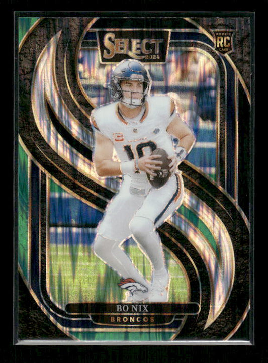 Bo Nix - 2024 Select Football - Black / Green Shock - Premier Level - Rookie