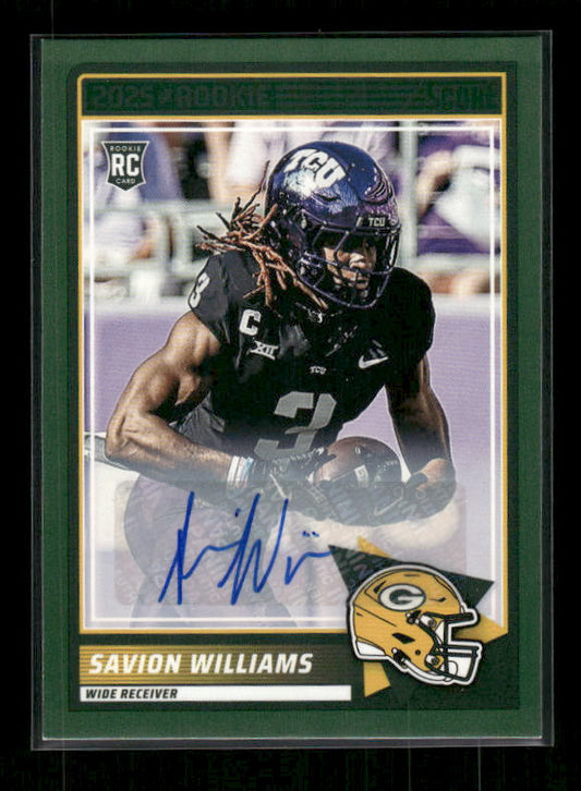 Savion Williams - 2025 Score Football - Green Auto - Rookie