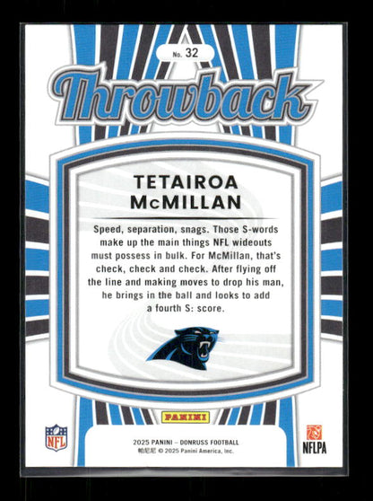 Tetairoa McMillan - 2025 Donruss Football - Throwback - Rated Rookie