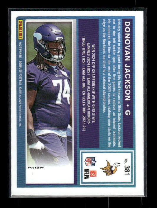 Donovan Jackson - 2025 Donruss Football - Optic Preview Red Pandora - Rated Rookie
