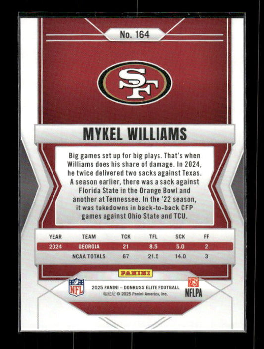 Mykel Williams - 2025 Donruss Elite - Green Disco - Rookie