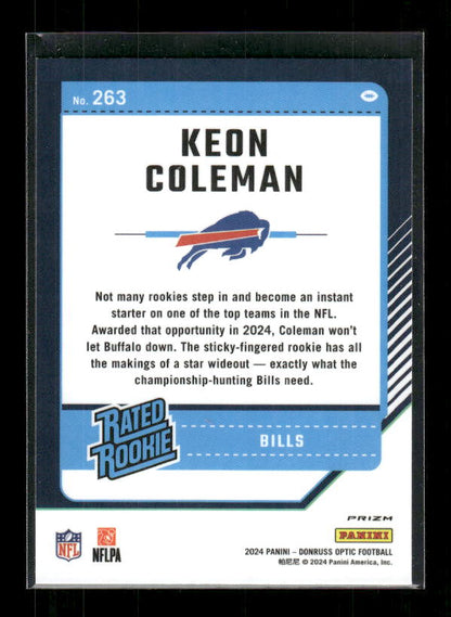Keon Coleman - 2024 Donruss Optic - Green Velocity - Rated Rookie