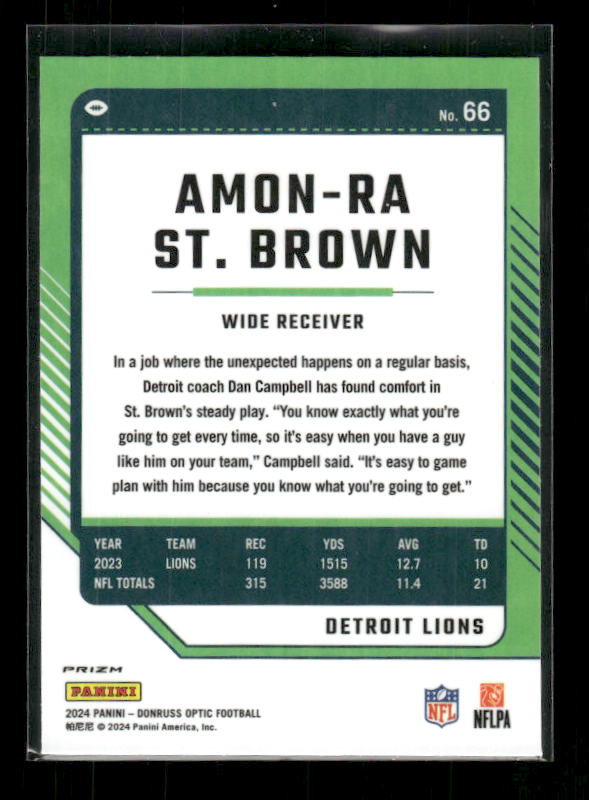 Amon Ra St. Brown - 2024 Donruss Optic - Holo