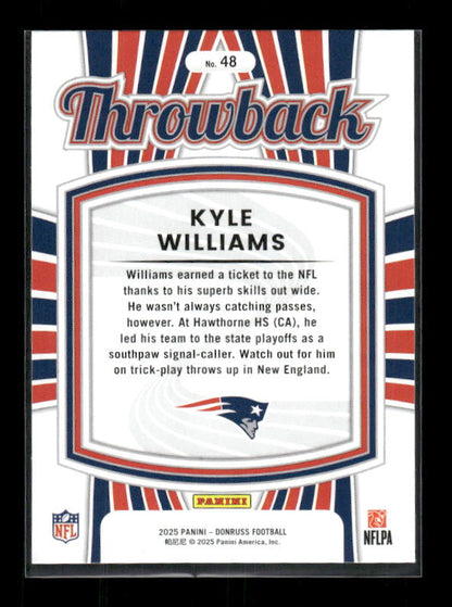 Kyle Williams - 2025 Donruss Football - Throwback - Rated Rookie