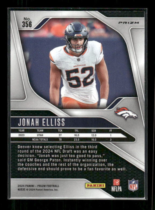 Jonah Elliss - 2024 Panini Prizm - Neon Green Pulsar - Rookie