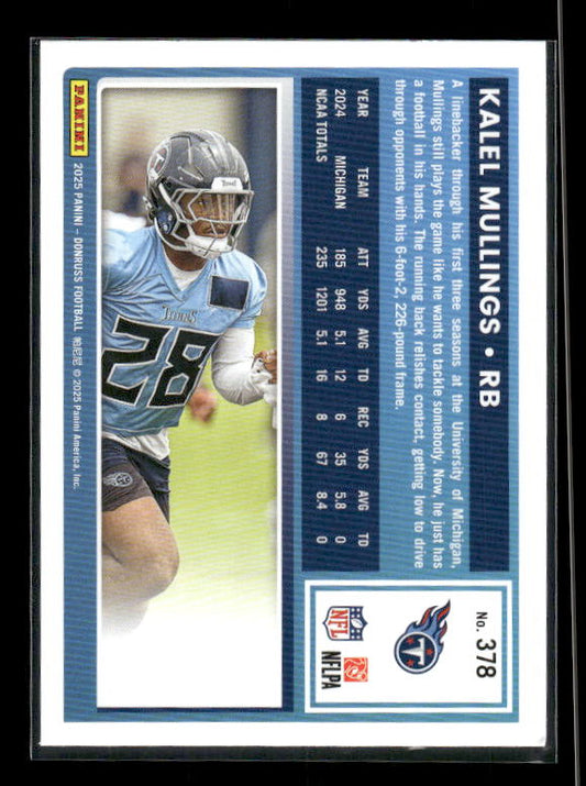 Kalel Mullings - 2025 Donruss Football - Rated Rookie