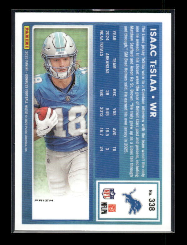 Isaac TeSlaa - 2025 Donruss Football - Optic Preview Red Pandora - Rated Rookie