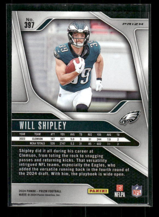 Will Shipley - 2024 Panini Prizm - No Huddle - Rookie