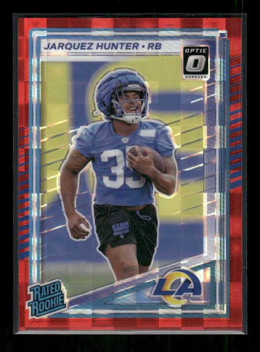 Jarquez Hunter - 2025 Donruss Football - Optic Preview Red Pandora - Rated Rookie
