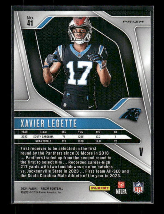 Xavier Legette - 2024 Panini Prizm - Silver Prizm - Rookie Variation