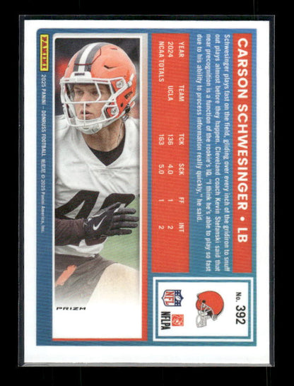 Carson Schwesinger - 2025 Donruss Football - Optic Preview Red Pandora - Rated Rookie