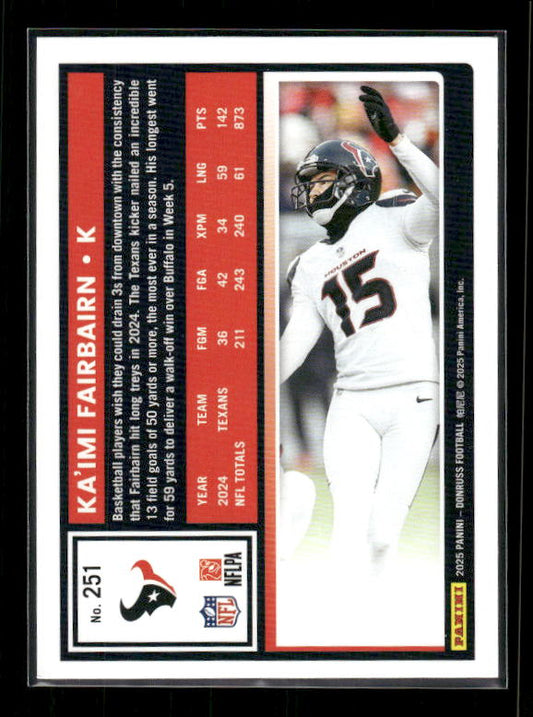 Ka'imi Fairbairn - 2025 Donruss Football - Purple Press Proof