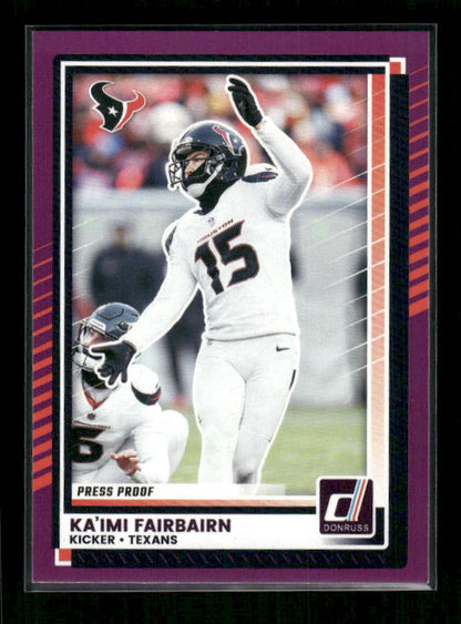 Ka'imi Fairbairn - 2025 Donruss Football - Purple Press Proof