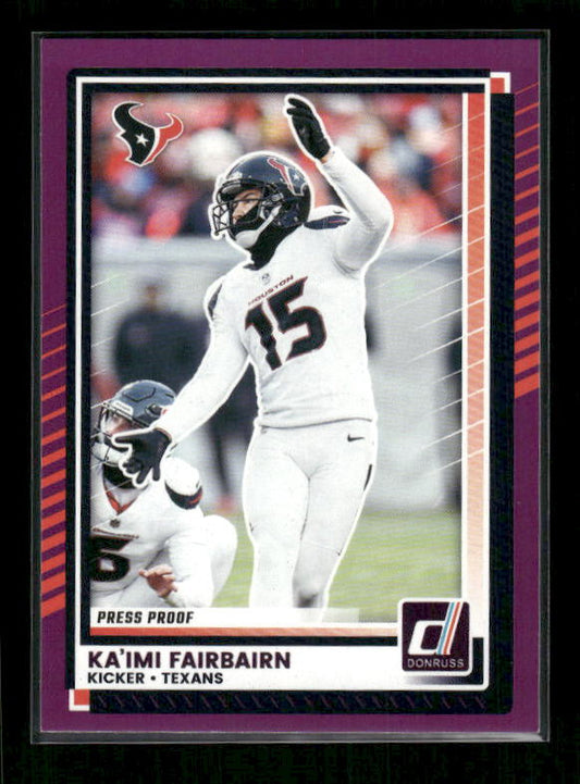 Ka'imi Fairbairn - 2025 Donruss Football - Purple Press Proof