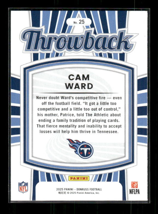 Cam Ward - 2025 Donruss Football - Throwback - Rookie