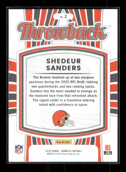 Shedeur Sanders - 2025 Donruss Football - Throwback - Rookie