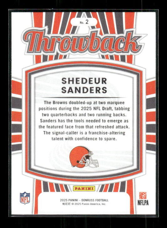 Shedeur Sanders - 2025 Donruss Football - Throwback - Rookie