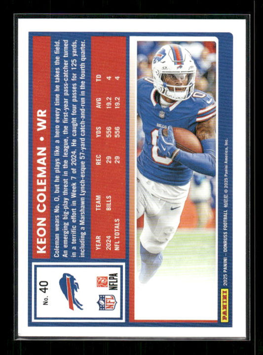 Keon coleman - 2025 Donruss Football - Purple Press Proof