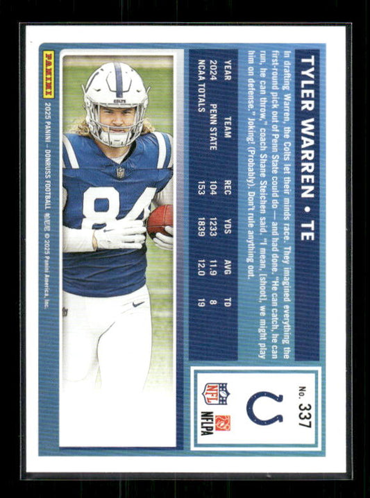 Tyler Warren - 2025 Donruss Football - Rated Rookie