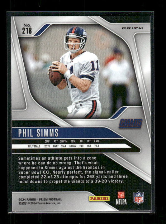 Phil Simms - 2024 Panini Prizm - Black & White Checker