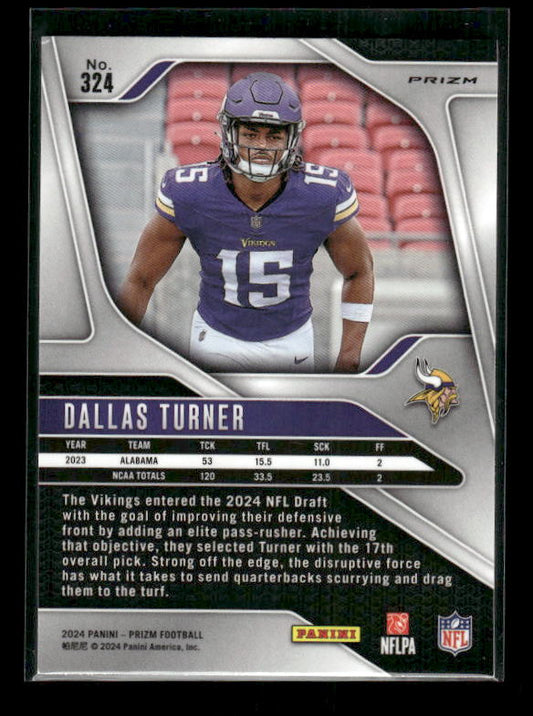 Dallas Turner - 2024 Panini Prizm - Neon Green Pulsar - Rookie