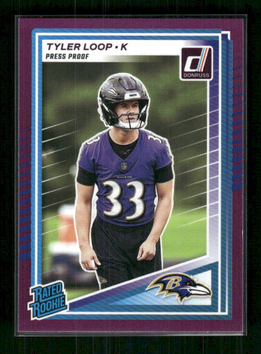 Tyler Loop - 2025 Donruss Football - Purple Press Proof - Rated Rookie