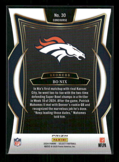 Bo Nix - 2024 Select Football - Silver Die Cut - Rookie