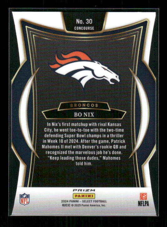 Bo Nix - 2024 Select Football - Silver Die Cut - Rookie